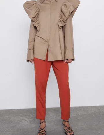 Pantaloni Zara, caramiziu Portocaliu