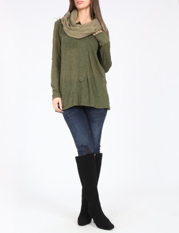 Esarfa circulara Bershka, verde