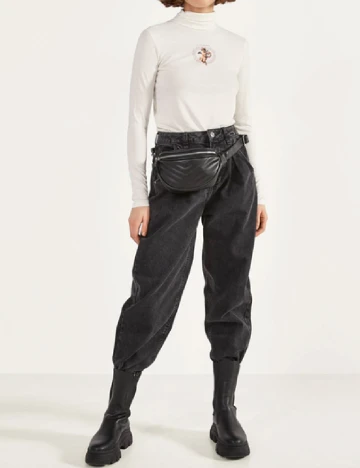 Bluza Bershka, alb Alb