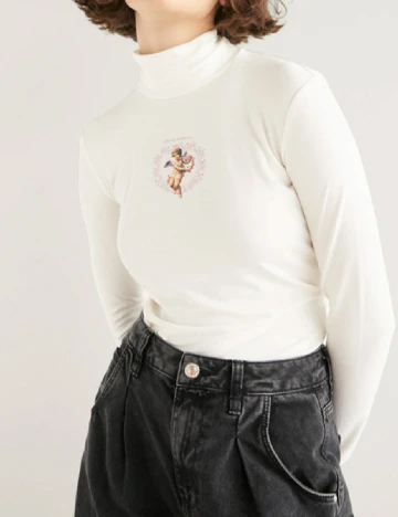 Bluza Bershka, alb Alb