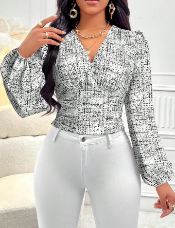 Bluza SHEIN, alb/negru Alb