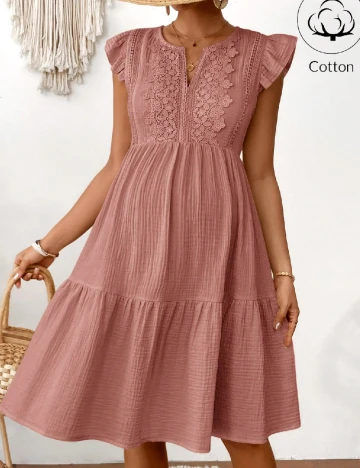 Rochie scurta SHEIN Maternity, roz pudra