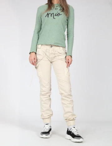 Pantaloni Bershka, bej Crem