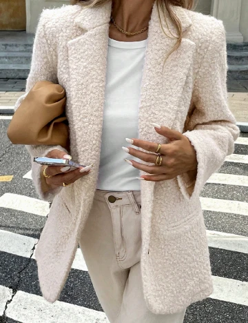 Jacheta SHEIN, ecru Alb