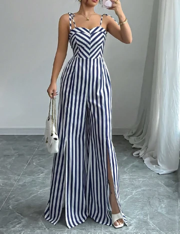 Salopeta SHEIN, alb/albastru