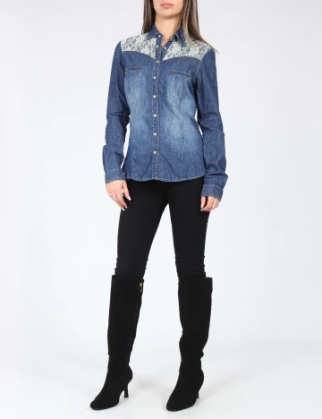 Camasa Bershka, albastru Albastru