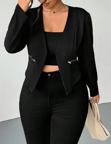 Blazer SHEIN CURVE, negru Negru