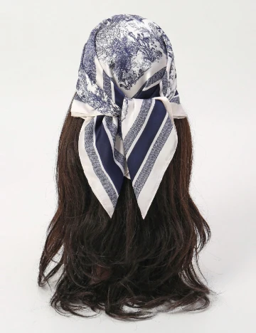 Bandana SHEIN, alb/albastru