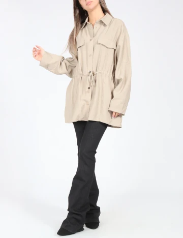 Camasa Oversize Zara, bej Crem