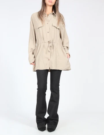 Camasa Oversize Zara, bej Crem