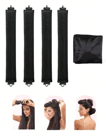 Set de ondulatoare fără caldura 4 bucati SHEIN, negru