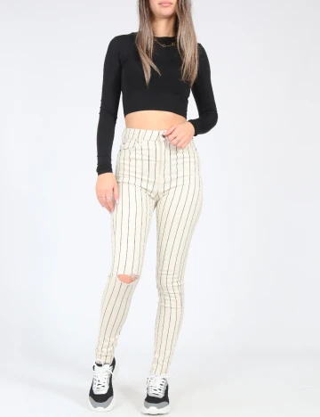 Blugi Bershka, ecru Alb