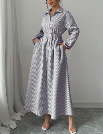 Rochie lunga SHEIN, alb/gri Alb