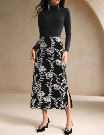 Fusta Anewsta, negru/argintiu