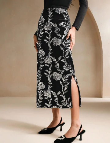 Fusta Anewsta, negru/argintiu