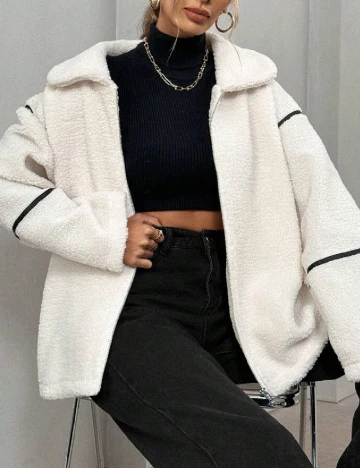 Jacheta SHEIN, ecru Alb