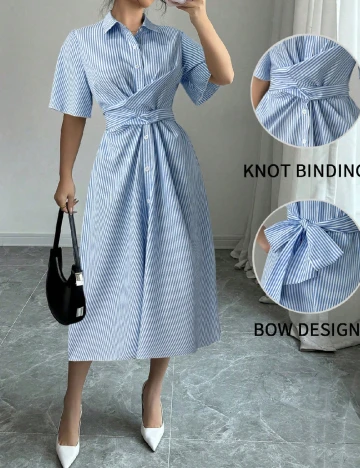 Rochie medie SHEIN, albastru/alb Albastru