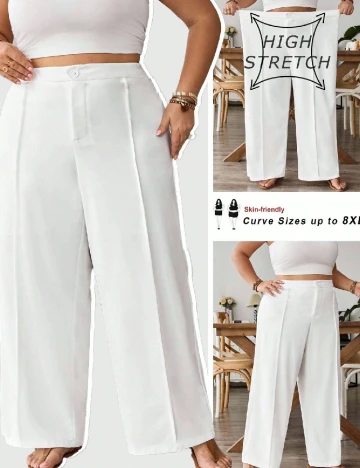 Pantaloni SHEIN CURVE, alb Alb