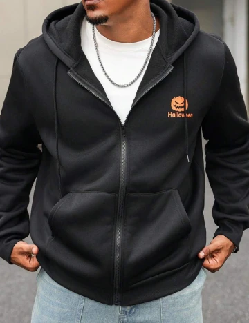 Hanorac SHEIN Plus Size Men, negru Negru