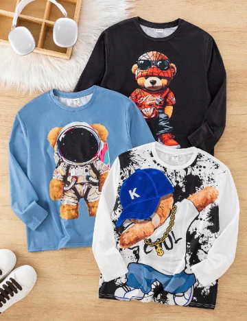 Set bluze 3 bucati Shein Kids, mix culori Mix culori