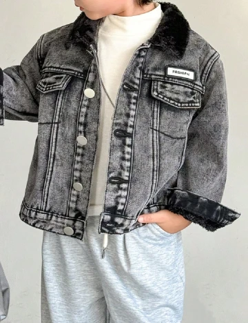 Jacheta Shein Kids, gri Gri