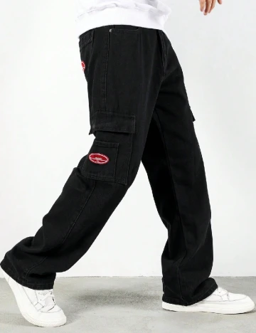 Blugi SHEIN Plus Size Men, negru Negru