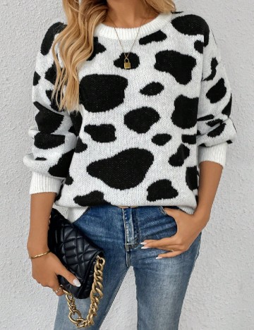 
						Pulover SHEIN, alb/negru