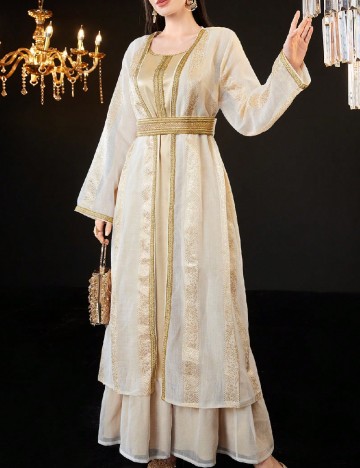 
						Compleu SHEIN, auriu/alb