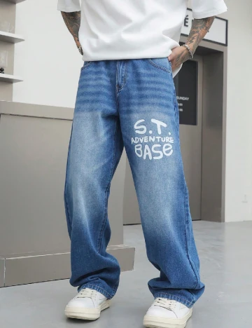 Blugi SHEIN Plus Size Men, albastru Albastru