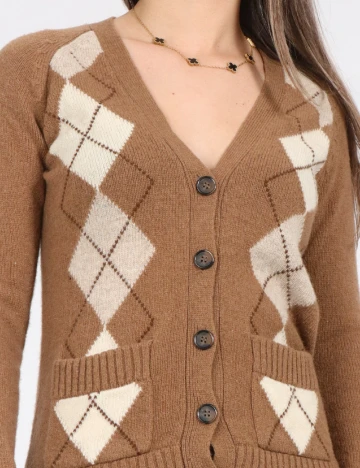 Cardigan Zara, maro/alb Maro