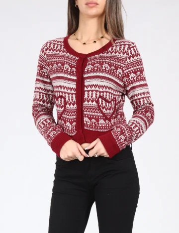 Cardigan Zara, rosu/alb Rosu