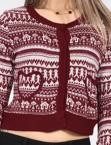 Cardigan Zara, rosu/alb Rosu