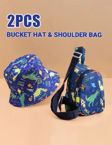 Set borseta si palarie Shein Kids, albastru Albastru