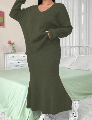 Compleu SHEIN CURVE, verde Verde