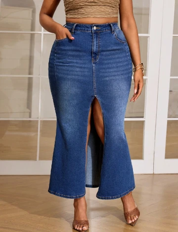 Fusta SHEIN CURVE, albastru Albastru