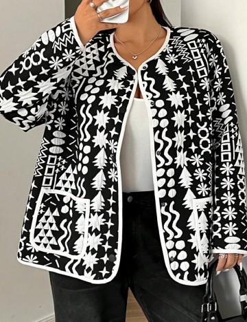 
						Jacheta SHEIN CURVE, alb/negru