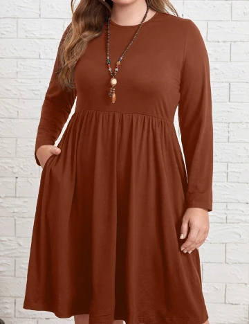 Rochie scurta Emery Rose Curve, maro Maro