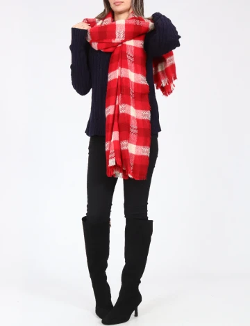 Esarfa Zara, rosu/alb Rosu