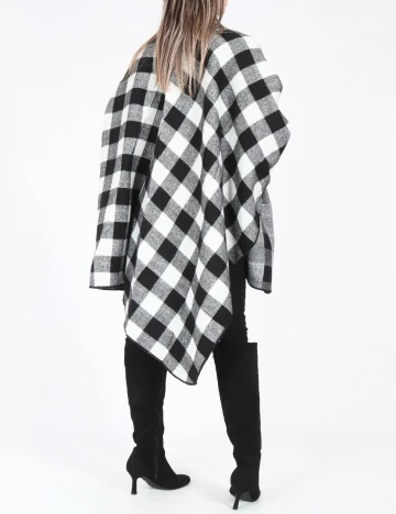 Poncho Zara, alb/negru Negru
