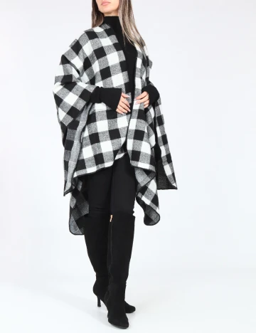 Poncho Zara, alb/negru Negru