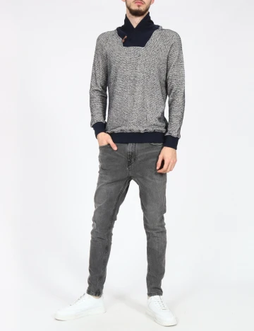 Bluza Zara, bleumarin/alb Albastru