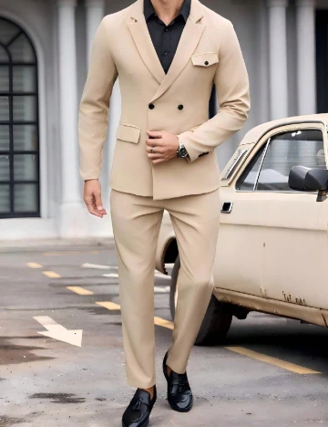 Costum SHEIN Plus Size Men, maro deschis Maro