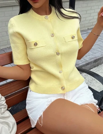 Cardigan SHEIN, galben Galben