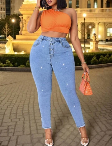 Blugi SHEIN CURVE, albastru Albastru