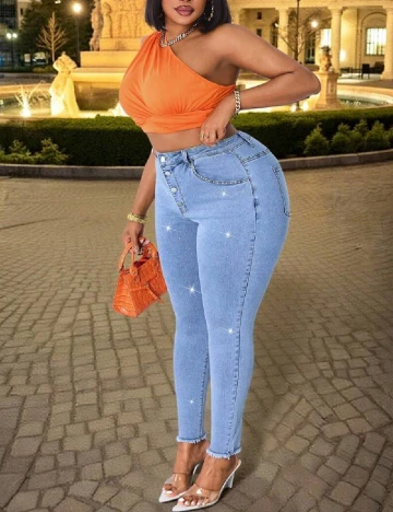 Blugi SHEIN CURVE, albastru Albastru