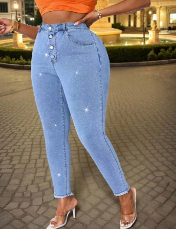 Blugi SHEIN CURVE, albastru Albastru