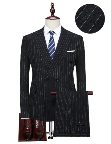 Costum SHEIN Plus Size Men, bleumarin inchis