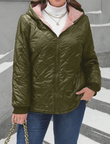 Geaca SHEIN CURVE, verde Verde