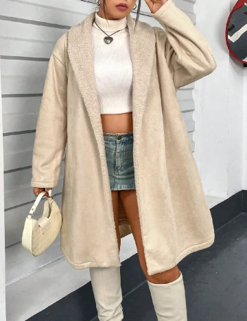 Palton SHEIN CURVE, crem Crem