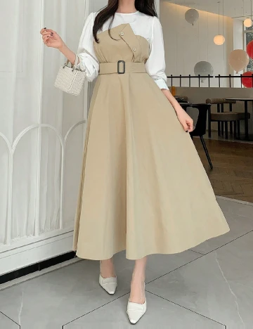 Rochie lunga Dazy, crem Crem